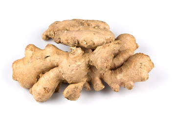 fresh ginger on white background