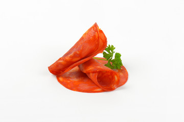 slices of chorizo salami
