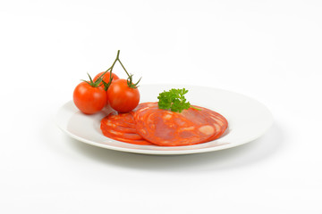 chorizo salami and cherry tomatoes