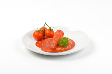 chorizo salami and cherry tomatoes