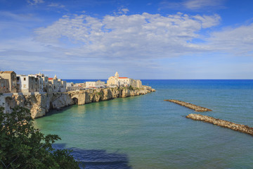 Fototapeta na wymiar Gargano coast: bay of Vieste.-(Apulia) ITALY-Panoramic view of the old city.