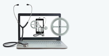 Concept of repair computers and mobile device.