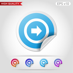 Colored icon or button of right arrow symbol with background