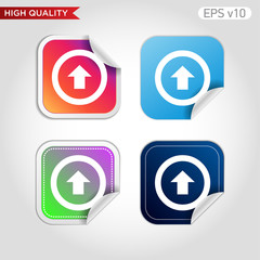Colored icon or button of up arrow symbol with background