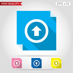 Colored icon or button of up arrow symbol with background