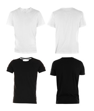 Front and back views of t-shirts on white background