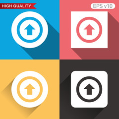 Colored icon or button of up arrow symbol with background