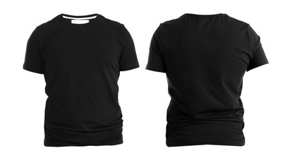 Front and back views of t-shirt on white background