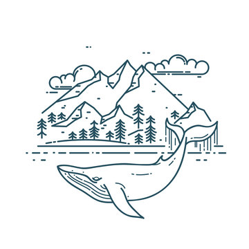 recommend clip art: Whale and mountains landsape