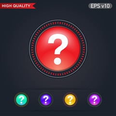 Colored icon or button of question symbol with background