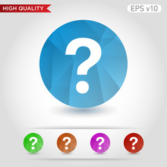 Colored icon or button of question symbol with background