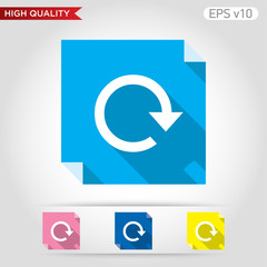 Colored icon or button of refresh symbol with background