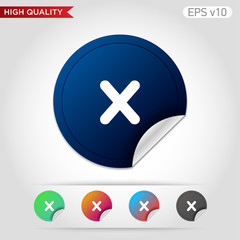 Fototapeta premium Colored icon or button of cross or delete symbol with background