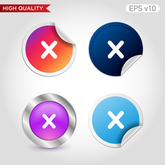 Obraz premium Colored icon or button of cross or delete symbol with background