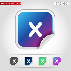 Obraz premium Colored icon or button of cross or delete symbol with background