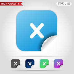Obraz premium Colored icon or button of cross or delete symbol with background