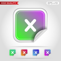 Obraz premium Colored icon or button of cross or delete symbol with background