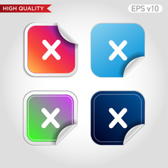 Fototapeta premium Colored icon or button of cross or delete symbol with background