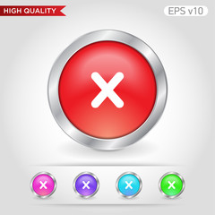 Fototapeta premium Colored icon or button of cross or delete symbol with background
