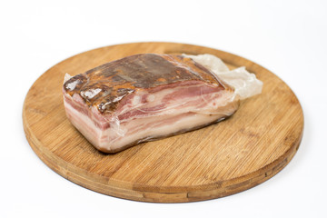 Bacon packed in vacuum plastic