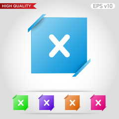 Colored icon or button of cross or delete symbol with background