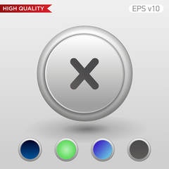 Fototapeta premium Colored icon or button of cross or delete symbol with background