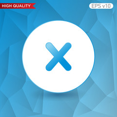 Colored icon or button of cross or delete symbol with background
