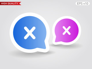 Fototapeta premium Colored icon or button of cross or delete symbol with background