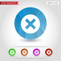 Obraz premium Colored icon or button of cross or delete symbol with background