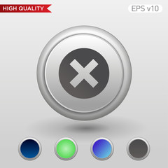 Fototapeta premium Colored icon or button of cross or delete symbol with background