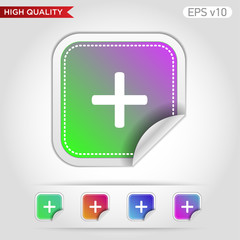 Fototapeta premium Colored icon or button of plus symbol with background