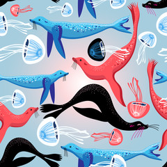 Fototapeta premium Bright pattern seals