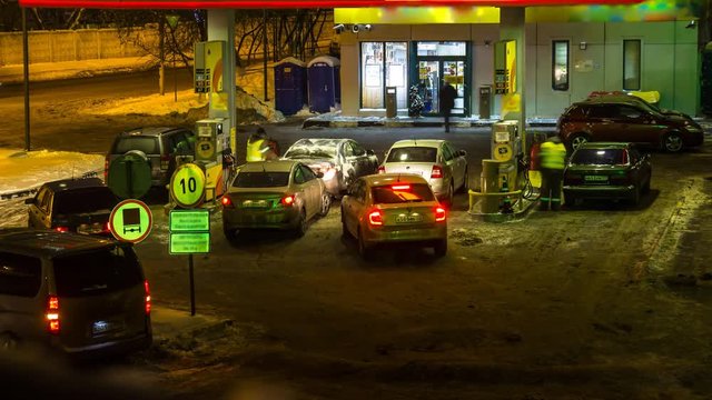 Gasoline refueling station, time lapse
