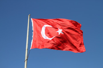 Naklejka na ściany i meble Red and White Turkish Flag
