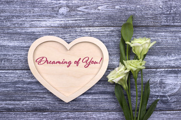 Valentines day card with text Dreaming of You