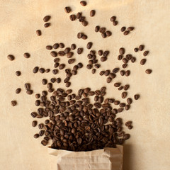 Scattered coffee beans background - 133438959