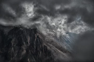 Deurstickers Manaslu High montains in clouds