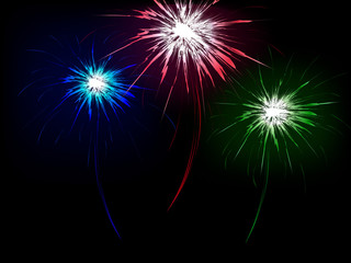 Fototapeta premium Abstract background with color fireworks, vector illustration