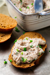 French Sardine Pate.selective focus