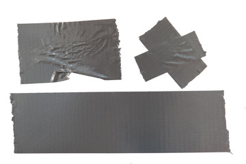 Set of used gray duct tape pieces