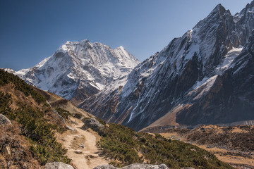 White snow mountains peak