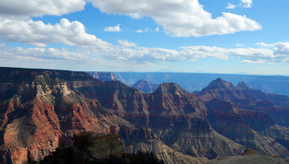 Fototapeta na wymiar Grand Canyon National Park landscape from north rim on a cloudy sky