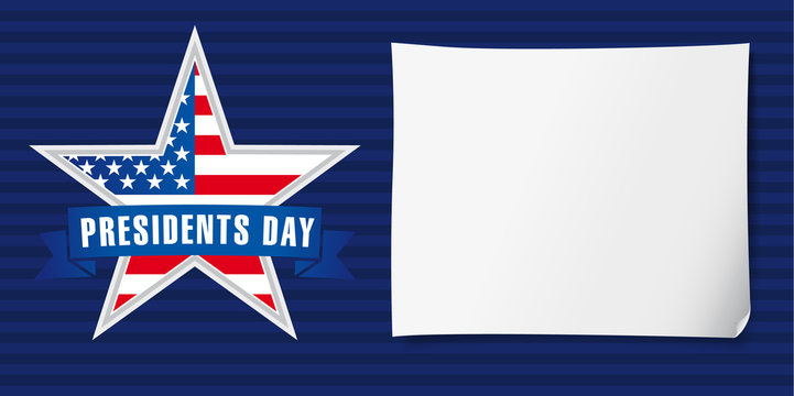 Presidents day USA poster. Happy Presidents Day vector background template with star in national flag colors