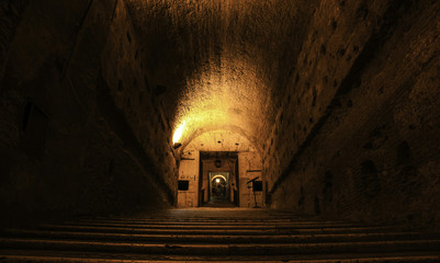 Escalier interieur du Château Saint - Ange, Rome, Latium, Italy