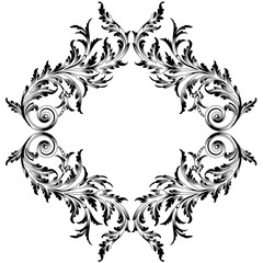 Vintage border frame engraving with retro ornament pattern in antique baroque style decorative design. Vector.
