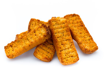 Crumbs of bread croutons. Eco food.