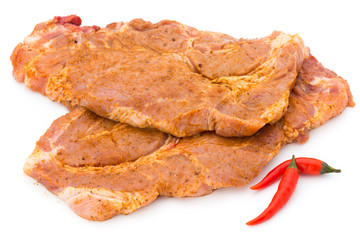 Roast beef in spice crust isolated on white background.