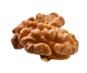 Kernel of walnut isolated on white background.