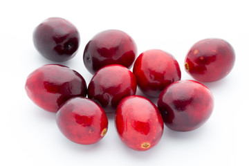 Cranberries top view. Red, ripe cranberries macro view.