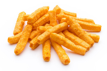 Potato fry on white isolated background.